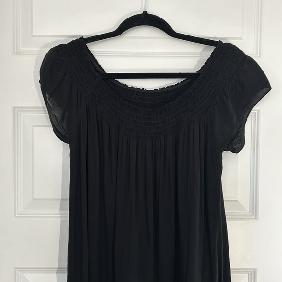 TALULA - ARITZIA - black dress round neck pleated flowy ruffles size small - Picture 5 of 9
